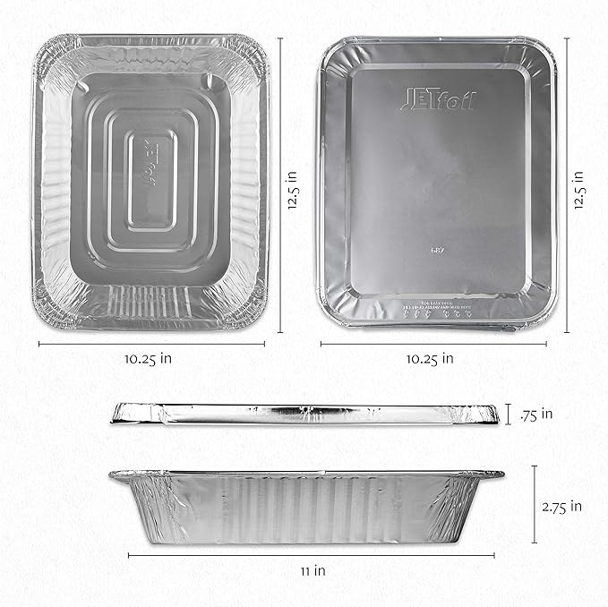 PLASTICPRO Disposable 9 x 13 Aluminum Foil Pans With Lids Half Size Deep Steam Table Bakeware - Cookware Perfect for Baking Cakes, Bread, Meatloaf, Lasagna Pack of 25 Pans & 25 Lids