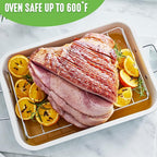 GreenLife 16.5” x 12” Healthy Ceramic Nonstick Roasting Pan with Stainless Steel Roaster Rack, PFAS-Free, PFOA-Free, Dishwasher Safe, Oven Safe, Easy Pouring Rims, Turquoise