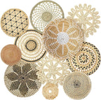 Tatuo 11 Pcs Boho Wall Basket Decor Bulrush Woven Wall Hanging Art Round Farmhouse Rustic Handmade Wicker for Summer Home, Bedroom, Living Room, Kitchen Decorations, Multi Sizes(Vivid)