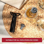 Vacu Vin Wine Saver Concerto with 4 Vacuum Stoppers – Premium Wine Preserver Pump – Airtight Seal Keeps Wine Fresh Longer – Click Indicator – Manual Pump – Black Wine Saver Set
