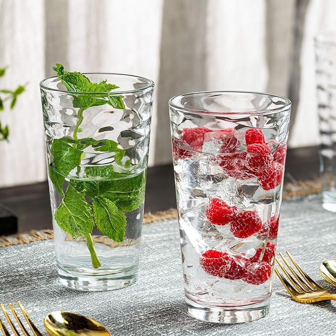 Biscayne 18-Piece Family Drinking Glasses Set - Drinking Glassware Set with Highball Cooler, DOF (Double Old Fashioned), and Juice Glasses - 6 Each