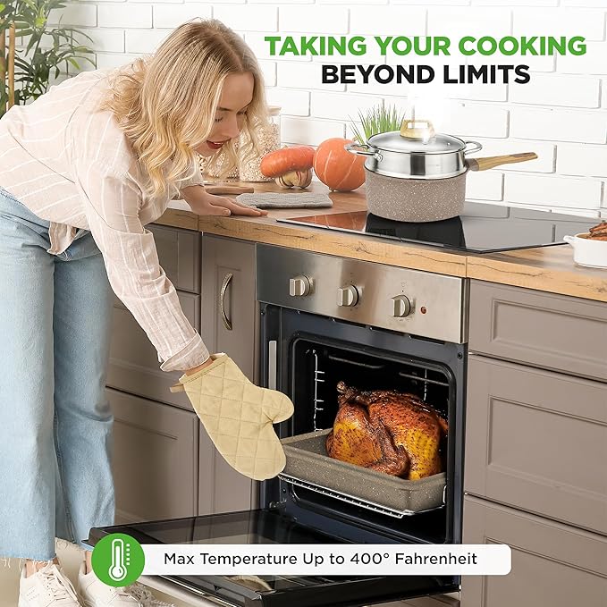 Nutrichef 22-Piece Black Marble Non-Stick Cookware and Bakeware Set - Professional Home Kitchen Collection with Multi-Sized Pots, Pans, and Heat-Resistant Tools