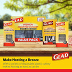 Glad Premium Assorted Plastic Cutlery | Clear Extra Heavy Duty forks, Knives, And Spoons | 150 Piece Set of Disposable Party Utensils, and Sturdy Cutlery