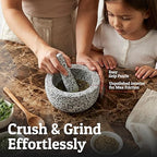 Priority Chef Heavy Duty Extra Large Mortar and Pestle Set, 4 Cup, Hand Carved from Natural Granite, Make Fresh Guacamole, Salsa, Pesto, Stone Grinder Bowl, Herb Crusher, Spice Grinder, Grey