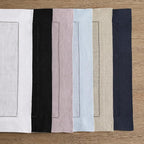 Solino Home Linen Placemats Set of 4 - Classic Hemstitch Purple Placemats 14 x 19 Inch - 100% Pure Linen Table Mats for Winter, Holiday, Valentines, New Year