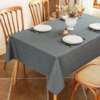 Faux Linen Fabric Rectangle Grey Table Cloth, 55 x 70 Inch Textured Stain Resistant & Washable Gray Rectangular Tablecloth, Reusable for Dinning Kitchen Party,