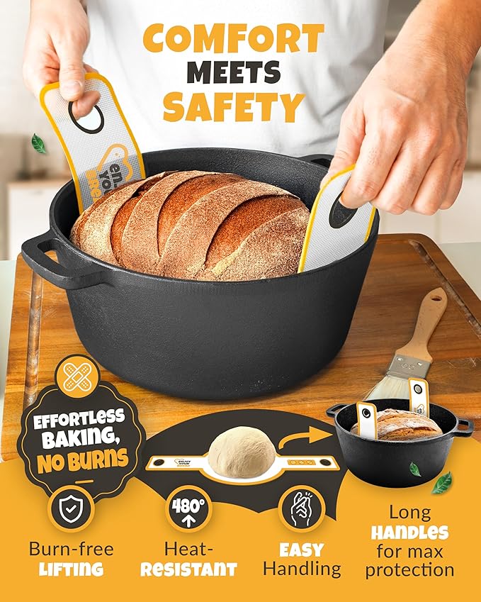CRUSTLOVE Silicone Bread Sling for Dutch Oven – Non-Stick Sourdough Sling & Baking Mat – Reusable & Easy to Clean – Heat Resistant to 480°F – Silicone Sourdough Sling for Artisan Bread Baking Supplies