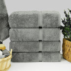 Chakir Turkish Linens | Hotel & Spa Quality 100% Cotton Premium Turkish Towels | Soft & Absorbent (4-Piece Bath Towels, Gray)