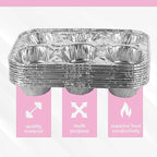 PLASTICPRO Aluminum Foil Muffin Pans Reusable and Disposable, Holds 6 Cupcakes/Muffin & Pie foil Pan Pack of 50