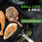 NutriChef 11" Non-Stick Grill Pan for Indoor Cooking - Hard Anodized Grill Pan for Stove Tops with High Ridges, Strong Handles, Dishwasher Safe
