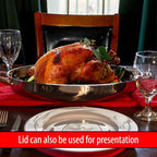 Precise Heat Roasting Pan with Rack and Lid, T304 Stainless Steel Multi-Use Oval Dutch Oven, 18 Inch, 14 Quart