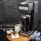 Mixpresso Coffee Maker Single Serve For Ground Coffee & Compatible With K Cup Pods, With 14oz Travel Mug & Reusable Filter For Home, Office & Camping.