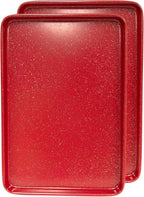 casaWare 2pc Ultimate Commercial Weight 15 x 10 x 1-Inch Cookie Sheet Set (Red Granite)
