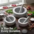 Priority Chef Heavy Duty Small Mortar and Pestle Set, 1.5 Cup, Make Fresh Guacamole, Salsa, Stone Grinder Bowl, Herb Crusher, Spice Grinder, 5.5" Wide, Grey