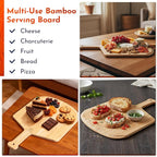 Loftern Wooden Pizza Peel 12 Inch Board with Engraved Sizes - Multi-Purpose Bamboo Pizza Cutting Board, Wood Pizza Peel, Pizza Spatula Paddle, and Serving Board with Size and Cutting Guide