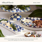 MACKENZIE-CHILDS Enamel Abundant Bowl, Decorative or Serving Bowl, 13-Cup Capacity, Blue-and-White Royal Check