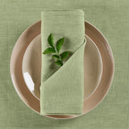 Solino Home Linen Cloth Napkins Set of 4-100% Pure Linen Chambray Olive Dinner Napkins 20 x 20 Inch for New Year - Athena, Handcrafted and Machine Washable