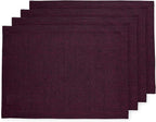 Solino Home Linen Placemats Set of 4-100% Pure Linen Chambray Burgundy Cloth Placemats 14 x 19 Inch for Valentines, Holiday, Winter, New Year - Athena