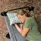 Disc-O-Bed Compact and Packable Travel Pillow with Washable Cover, Ultralight for Backpacking, Hiking, and Camping, Ocean Plaid