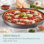 Chicago Metallic 14-Inch Deep Dish Pizza Pan, Nonstick Carbon Steel Bakeware for Chicago-Style Pizza, Cookie Cakes, Thick Crust Pizzas, and More