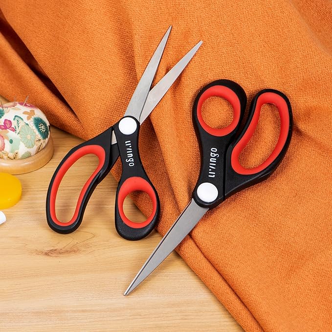 LIVINGO All Purpose Scissors Set - 4 Pack Sharp Multipurpose Heavy Duty Shears for Kitchen Cooking Sewing Fabric Cutting Poultry Food Paper Craft Office Household School Multi Pack Utility Shears