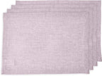 Solino Home Linen Placemats Set of 4-100% Pure Linen Chambray Lavender Cloth Placemats 14 x 19 Inch for Holiday, Valentines - Athena