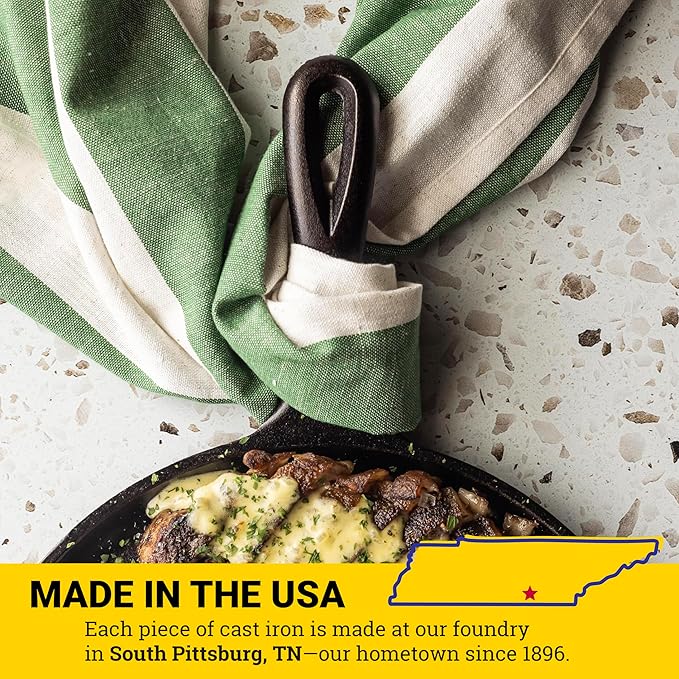 Lodge Round Seasoned Cast Iron Griddle - Round-Shaped, Pre-Seasoned Iron Griddle Pan - Non-Toxic, PFAS-Free Cookware - Compatible with Stovetop, Oven, Grill, or Campfire - 10.5 Inches