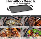 Hamilton Beach Nonstick Double Griddle 19x11-Inch - Black Aluminum Griddle with Soft Touch Bakelite Handle - Flared Edge - Spiral Bottom, Easy to Clean, Multipurpose Use - Durable & Dishwasher Safe