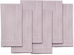 Solino Home Linen Napkins Set of 6 - Classic Hemstitch 100% Pure Linen Lilac Dinner Napkins Cloth 20 x 20 Inch for Valentines - Handcrafted and Machine Washable