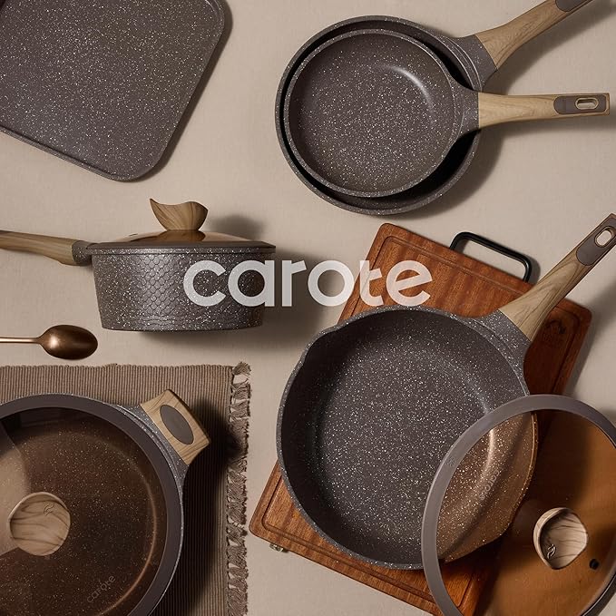 CAROTE 31pcs Pots and Pans Set Non Stick, Cookware Set Pots and Pans Induction Cook Ware, Nonstick Kitchen Cooking, PFOA Free