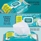 3 Packs Surface Wipes with Bleach, Thick & Large Dispose, All-Purpose Cleaner for Bathroom, Kitchen, Office, 300 Count Soft Flow, Biodegradable, Fresh Scent