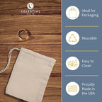 Celestial Gifts Muslin Drawstring Bags - 500pcs, 3x5, Reusable for Tea, Jewelry, Spice and Cotton Gift Sachets - 100% Cotton - Made in USA - Natural Hem & Drawstring