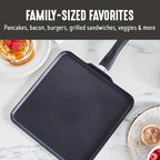 GreenLife Soft Grip Diamond Healthy Ceramic Nonstick 11" Griddle Pan, PFAS-Free, Dishwasher Safe, Black