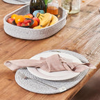 Placemats Set of 6 Oval – Woven Boho Farmhouse Table Mats for Dining Table for 6, Kitchen Decor, Washable and Handmade Rustic Table Accessories (Oval, Gray Mixed)