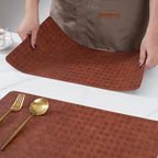 POLYTE Indoor/Outdoor Washable Geometric Vinyl Faux Leather Table Dining Placemats, Set of 4