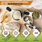 Spring Chef Magnetic Measuring Cups & Spoons Set, Patented, Strong N45 Magnets, Heavy Duty Stainless Steel Fits in Spice Jars for Baking & Cooking, BPA Free, Round Set of 9, Black