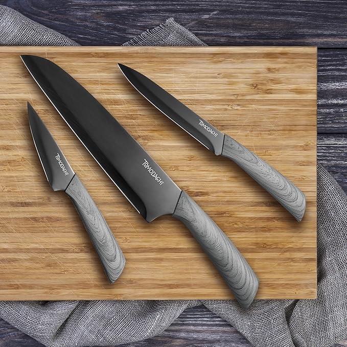 Hampton Forge Tomodachi HMC01A612C Raintree Ash – 3 Piece Knife Set with Matching Blade Guards