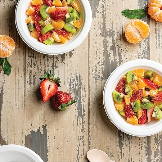 100% Compostable Paper Bowls 12 oz. [1000 Count] Heavy-Duty Soup Bowls - Natural White Color Unbleached Bagasse Bowls - Eco-Friendly Disposable Biodegradable Sugarcane - [Bulk Case 8 x 125 Pack]