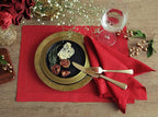 Solino Home Linen Placemats Set of 4 - Classic Hemstitch Red Placemats 14 x 19 Inch - 100% Pure Linen Table Mats for Holiday