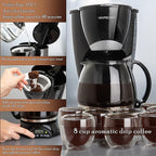 Mixpresso 8-Cup Drip Coffee Maker Programmable, Coffee Pot Machine Including Reusable & Removable Coffee Filter, Black Electric Coffee Maker
