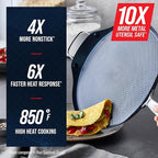 Blue Diamond Hybrid Nonstick Stainless Steel 12" Griddle Pan, XL Skillet, PFAS-Free Ceramic Diamond Bond Searing, Pancakes & Omelets, Dishwasher Safe, Stay-Cool Handle, Induction Ready, All Cooktops