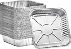 8x8 Disposable Aluminum Pans With Lids - 50 Pack Foil Pans For Cooking, Baking Cakes, Roasting & Homemade Breads - Disposable Food Containers With Foil Lids