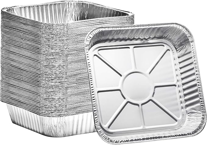 8x8 Disposable Aluminum Pans - 20 Pack Foil Pans For Cooking, Baking Cakes, Roasting & Homemade Breads - Disposable Food Containers