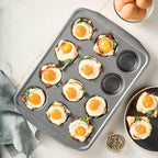 Circulon Nonstick Bakeware 12-Cup Muffin Tin, Gray, Steel