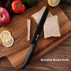 ROMANTICIST Kitchen Knife Sets, 10PCS High Carbon Stainless Steel Knife Sets with Block, Black Knife Block Set, Knives Set for Kitchen with Anti-slip Handle, Exquisite Knives Set New Home Essentials