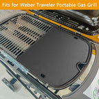 BBQ-PLUS Cast Iron Cooking Griddle for Weber Traveler Portable Gas Grill, Rectangular, Black, 12.5 x 13.4 inch