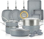 Granitestone Ceraluxe 20 Pc Ceramic Cookware Set Nonstick, Complete Pots and Pans Set Non Stick for Kitchen with Bakeware, Utensils & Steamer, Non Toxic Made Without PFOA PFOS, Oven & Dishwasher Safe
