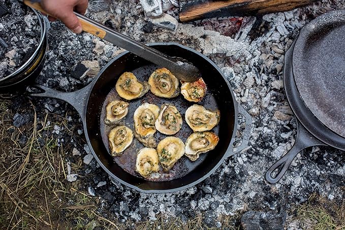 Lodge Seasoned Cast Iron Skillet - PFAS-Free, Non-Toxic Cookware - Use with an Oven, Stove, Grill, or Campfire - Naturally Non-Stick & Oven Safe - 13.25 Inches