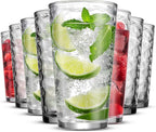 Biscayne Glassware Set, 24-Piece, Mixed Sizes with 16oz Cooler, 13oz DOF, 7 oz Juice and 3oz Shot Glasses - 6 Each Size = 24 Glasses
