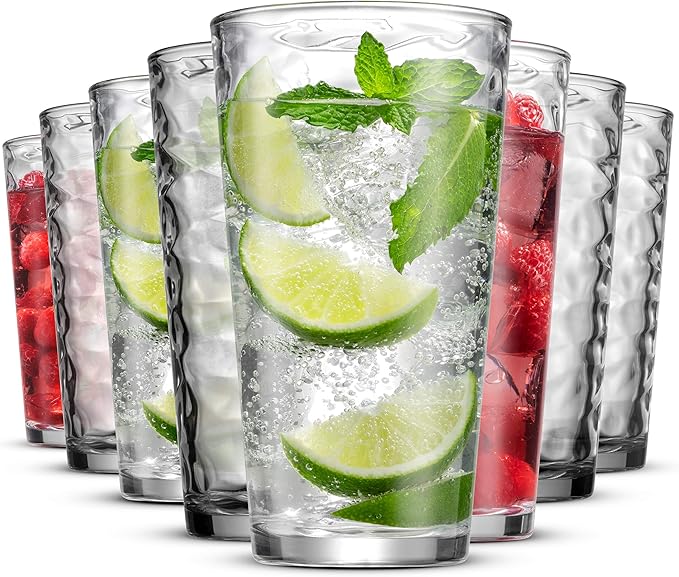 Biscayne 18-Piece Family Drinking Glasses Set - Drinking Glassware Set with Highball Cooler, DOF (Double Old Fashioned), and Juice Glasses - 6 Each
